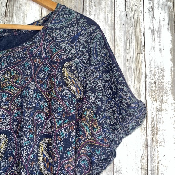 Lucky Brand Paisley Slit Back Boho Tee - Picture 3 of 6